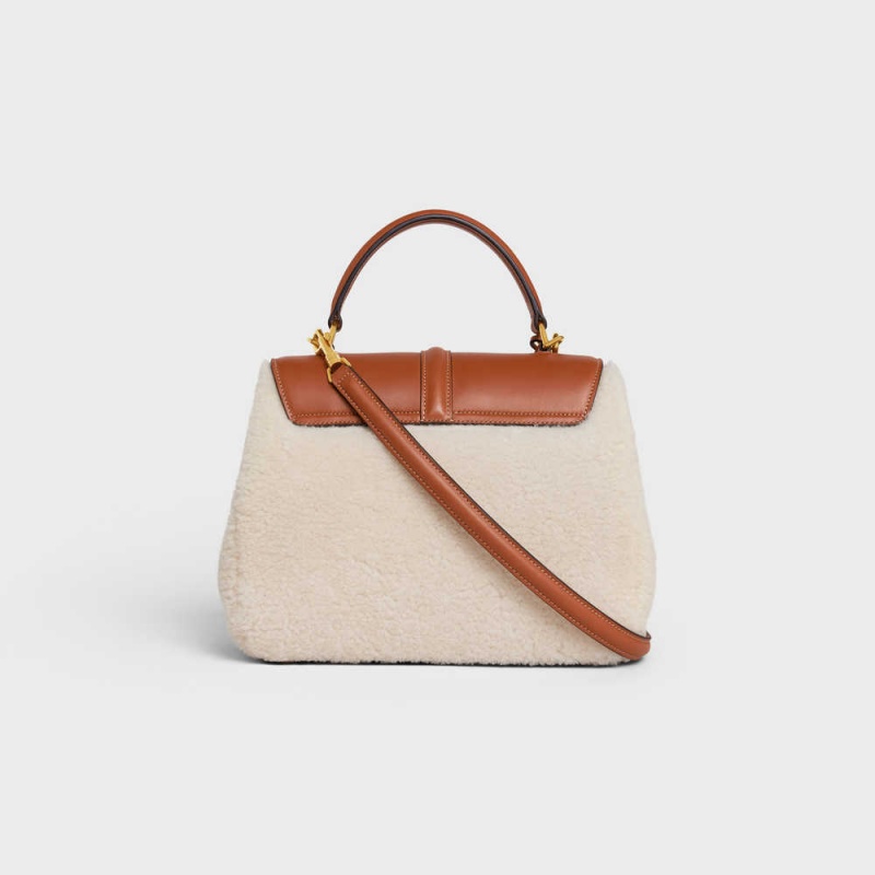 Celine Small Bag In Shearling And Natural Calfskin 16 Bej Rengi Kahverengi | CL-593277