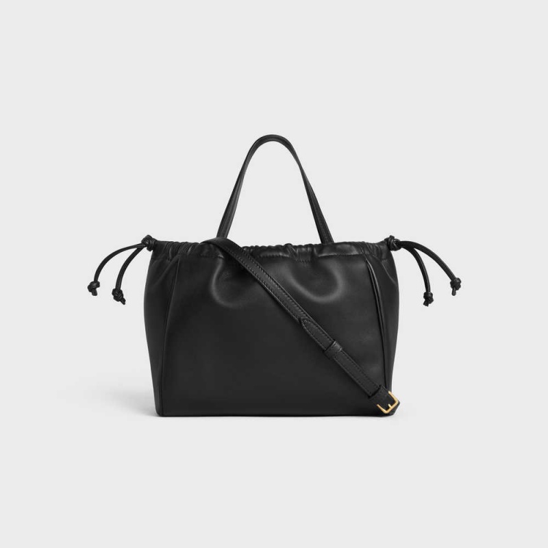 Celine Small Drawstring Cuir Triomphe In Smooth Calfskin Cabas Siyah | CL-593089