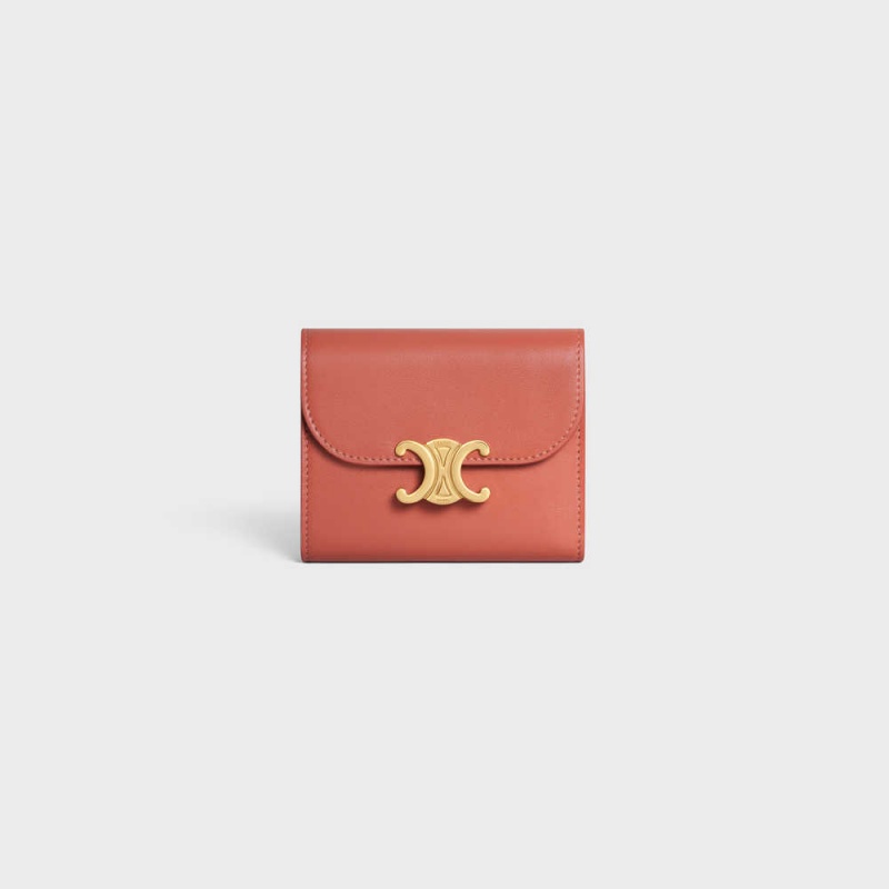 Celine Small Triomphe In Shiny Calfskin Cüzdan Claret | CL-592968