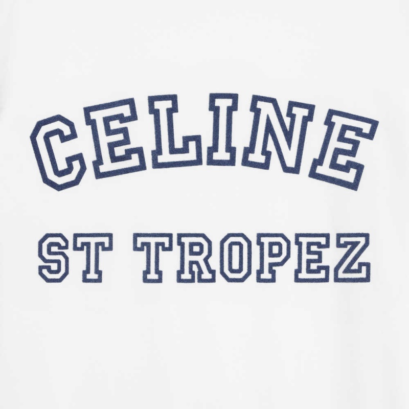 Celine St Tropez 70 S In Pamuklu Jersey T-shirt Beyaz Kırmızı Mavi | CL-592781