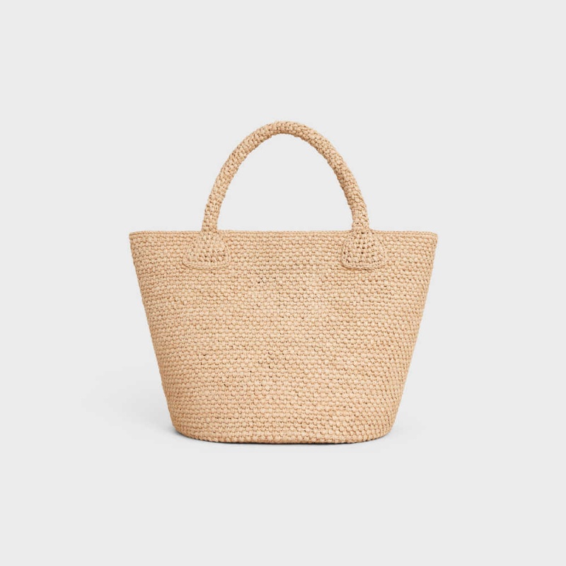 Celine Supple Small Triomphe Klasik In Raffia And Calfskin Panier Kahverengi | CL-593067