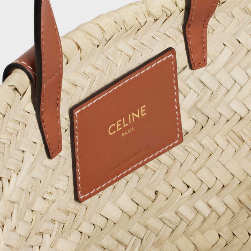 Celine Teen Triomphe Klasik In Palm Leaves And Calfskin Panier Kahverengi | CL-593072