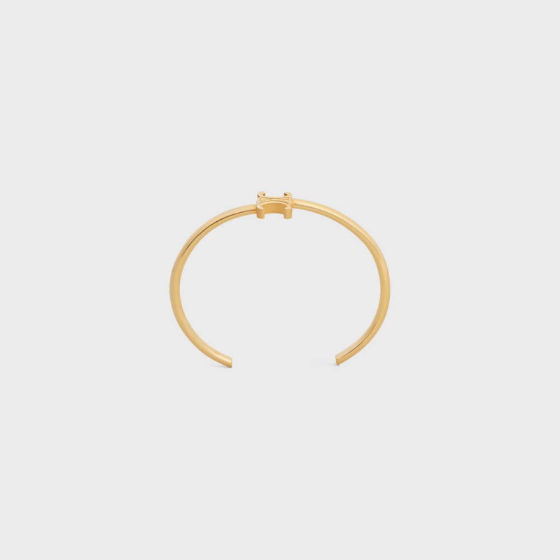 Celine Triomphe Asymmetric Cuff In Brass With Gold Finish Bilezik Altın | CL-592199