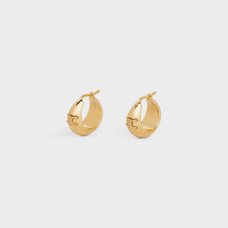 Celine Triomphe Bold Hoops In Brass With Gold Finish Küpe Altın | CL-592306