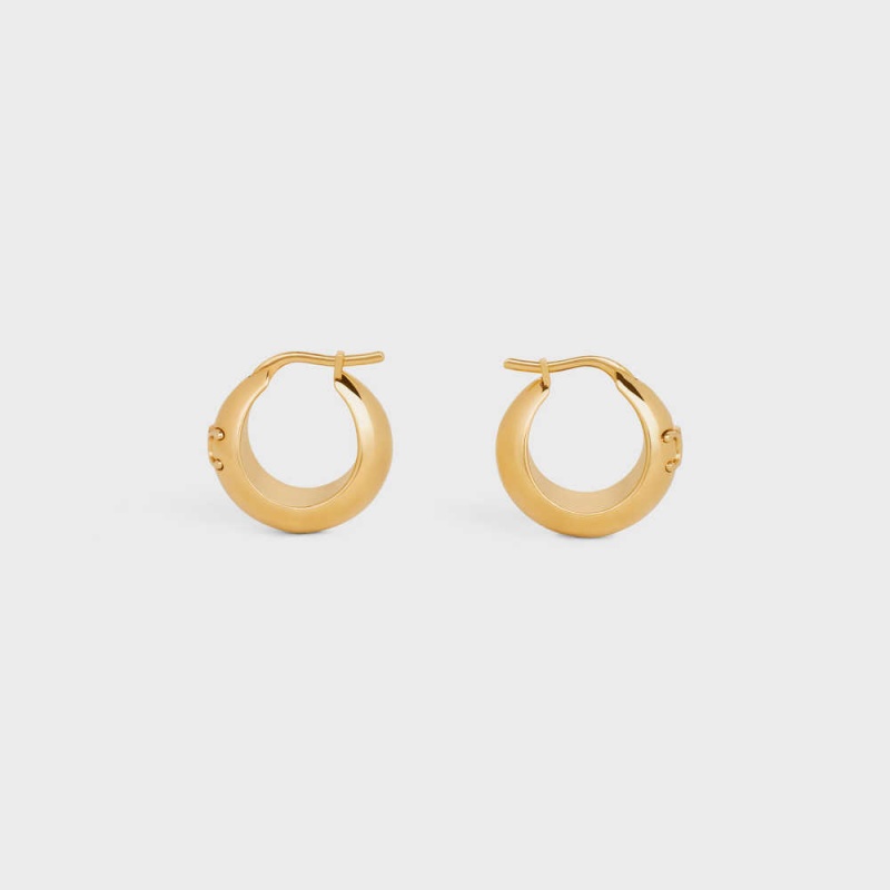 Celine Triomphe Bold Hoops In Brass With Gold Finish Küpe Altın | CL-592306