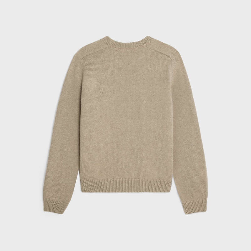 Celine Triomphe Crew Neck In Yün And Cashmere Triko Kahverengi | CL-592099