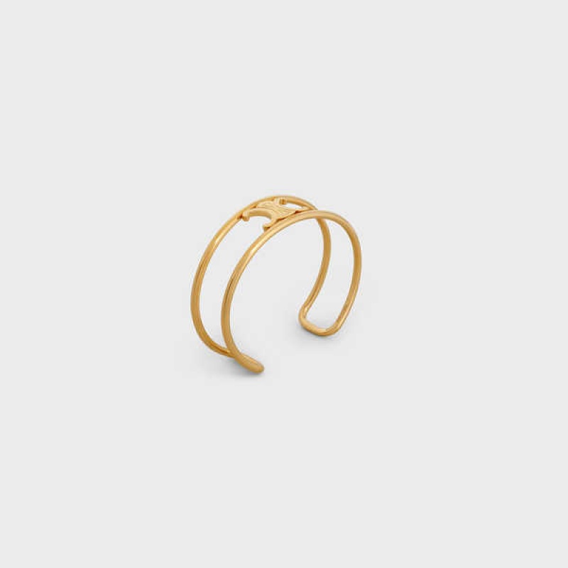 Celine Triomphe Cuff In Brass With Gold Finish Bilezik Altın | CL-592230