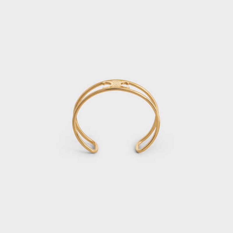 Celine Triomphe Cuff In Brass With Gold Finish Bilezik Altın | CL-592230