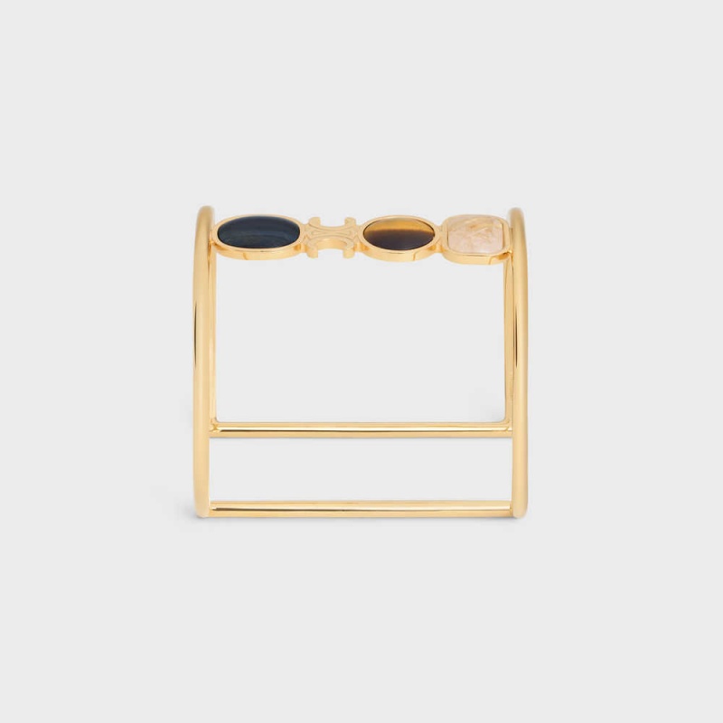 Celine Triomphe Indie Cuff In Brass With Gold Finish Bilezik Altın | CL-592197