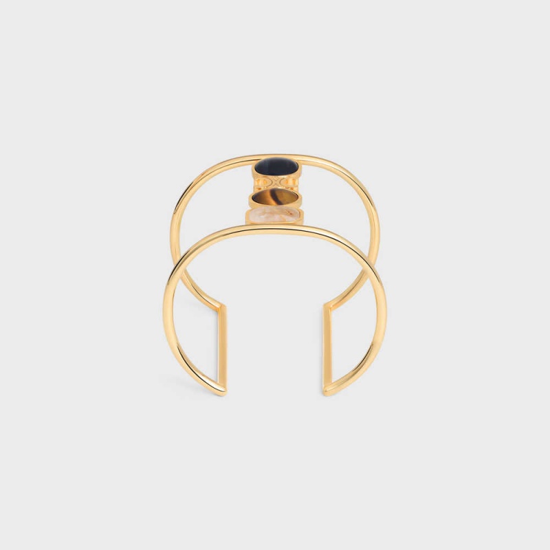 Celine Triomphe Indie Cuff In Brass With Gold Finish Bilezik Altın | CL-592197