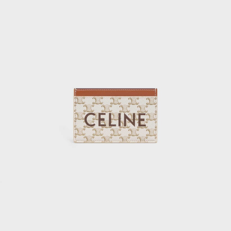 Celine Triomphe Kanvas With Print Kartlık Beyaz Kahverengi | CL-592960