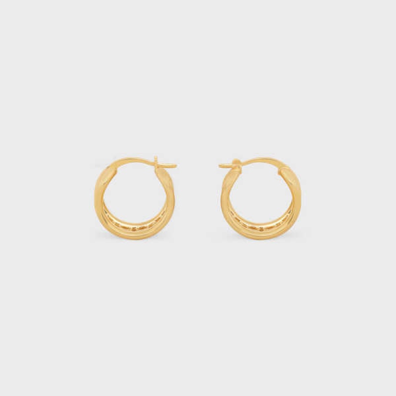 Celine Triomphe Multi Hoops In Brass With Gold Finish Küpe Altın | CL-592305