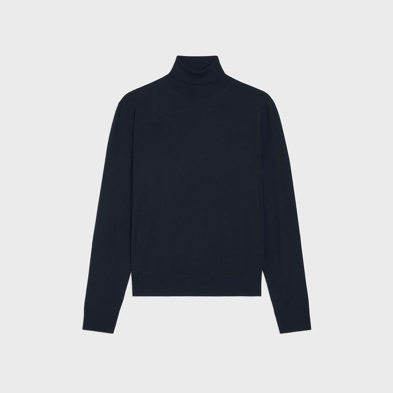 Celine Turtleneck In Iconic Merinos Triko Siyah | CL-592106