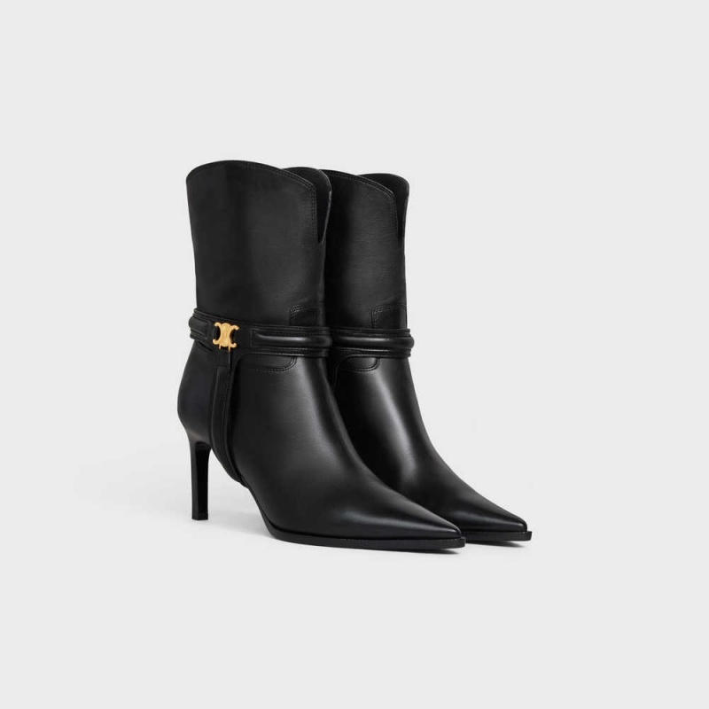 Celine Verneuil Triomphe Harness Low In Calfskin Bot Siyah | CL-592491