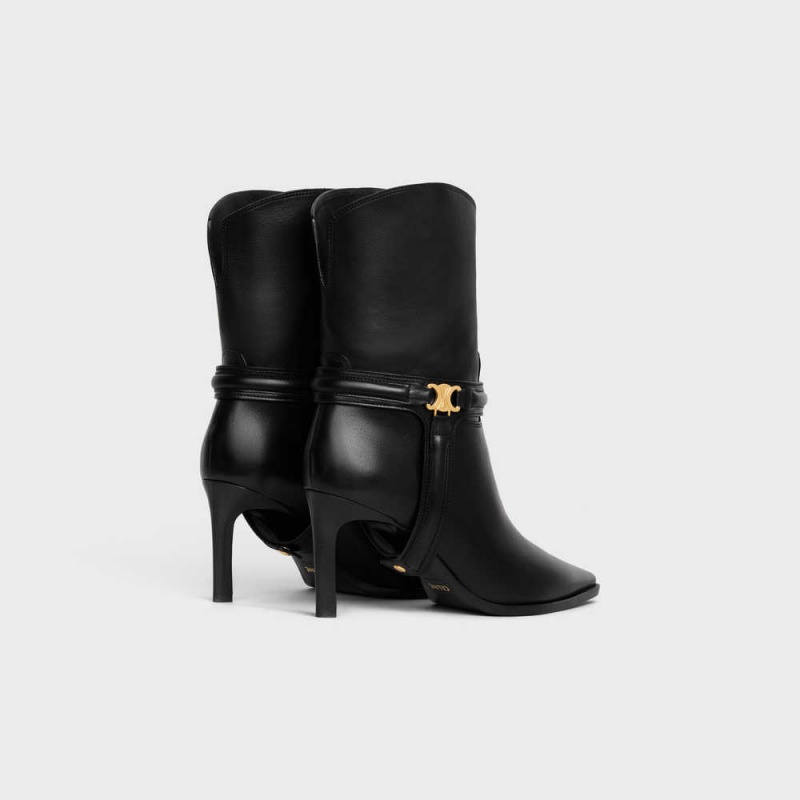 Celine Verneuil Triomphe Harness Low In Calfskin Bot Siyah | CL-592491