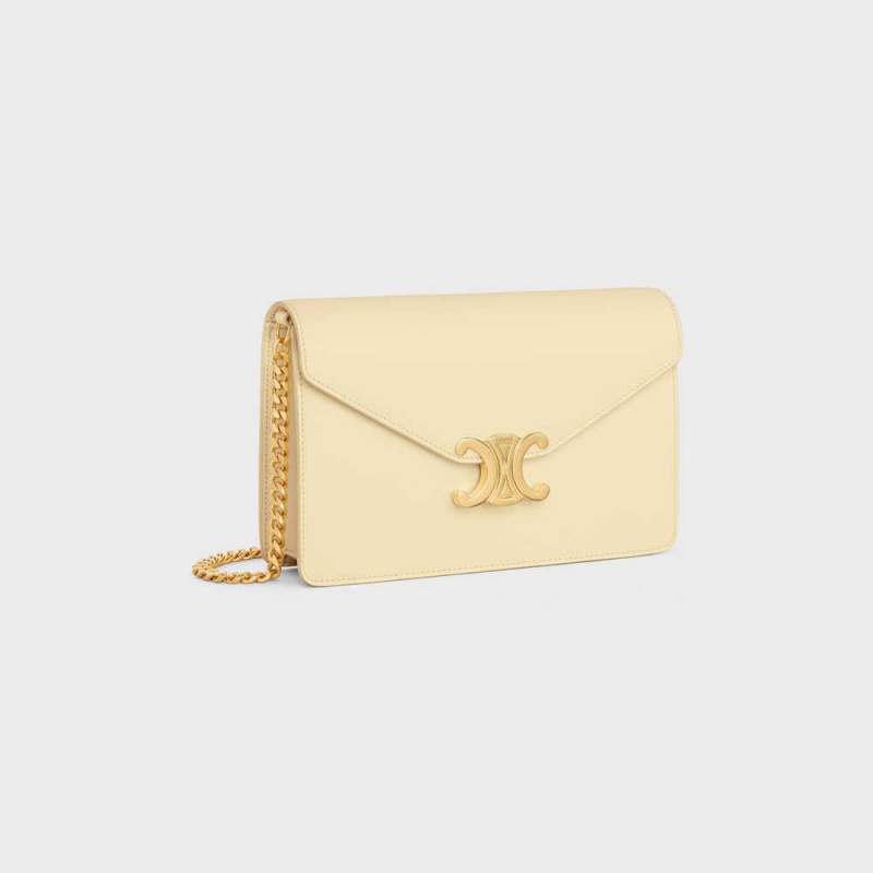 Celine Wallet On Chain Triomphe In Shiny Calfskin Mini Çanta Kayısı Rengi | CL-593024