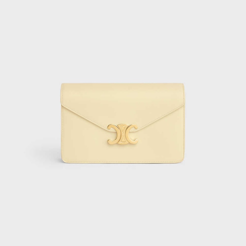 Celine Wallet On Chain Triomphe In Shiny Calfskin Mini Çanta Kayısı Rengi | CL-593024