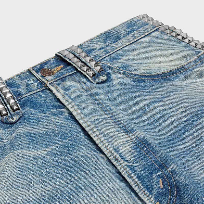 Celine Wesley With Studs In Zuma Wash Denim Şort Açık Mavi | CL-592070