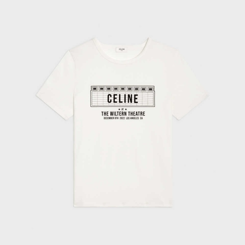 Celine Wiltern In Pamuklu Jersey T-shirt Beyaz Siyah | CL-592773