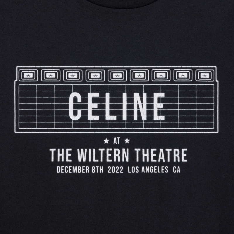 Celine Wiltern In Pamuklu Jersey T-shirt Siyah Beyaz | CL-592772