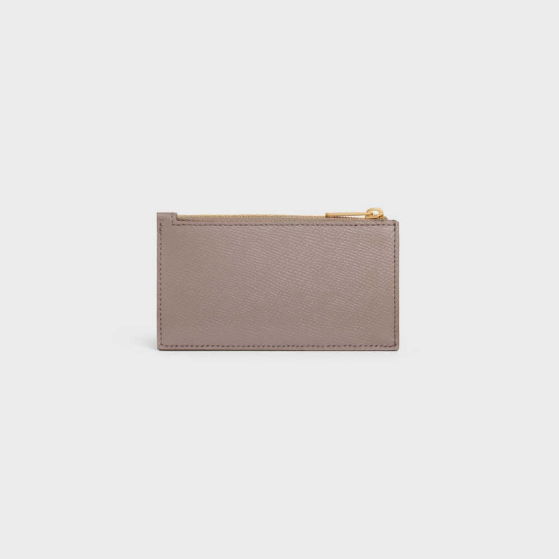 Celine Zipped Compact Essentials Grained Calfskin Kartlık Gri | CL-592963