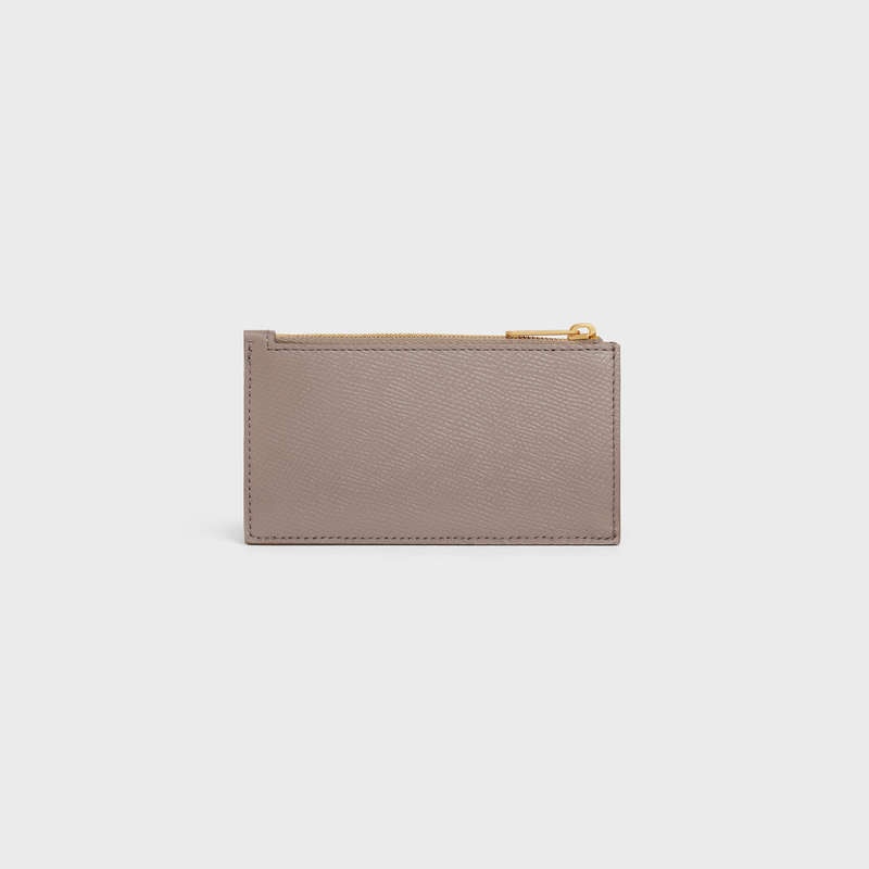 Celine Zipped Compact Essentials In Grained Calfskin Kartlık Gri | CL-591811